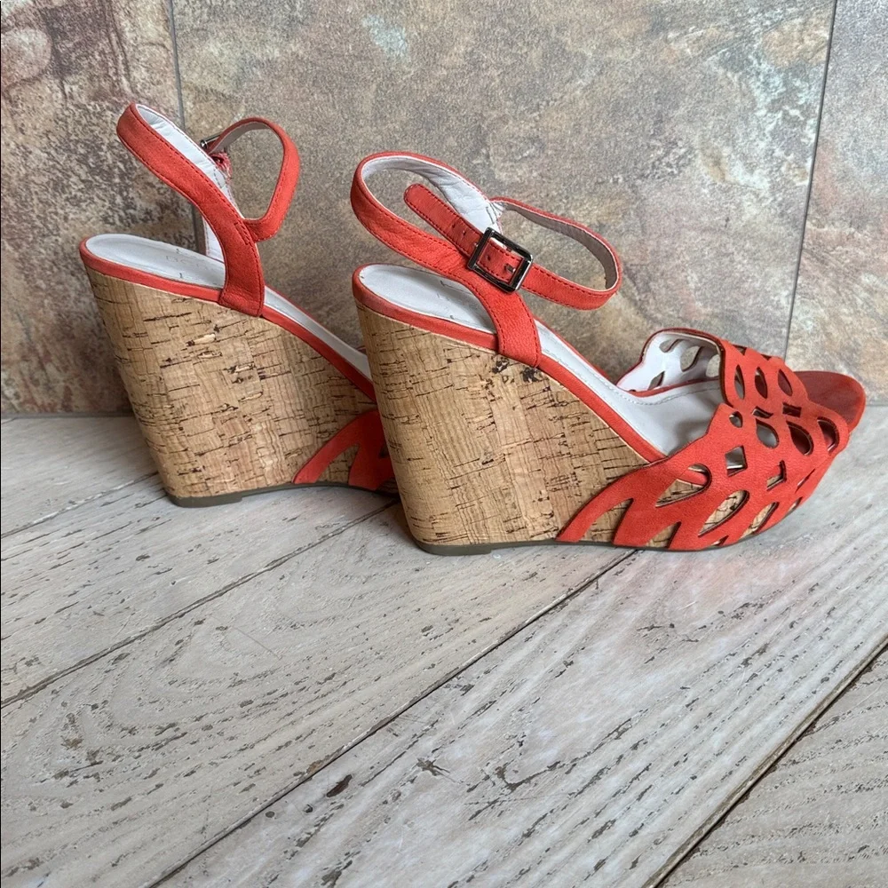 BCBGeneration Red Cutout Wedge Sandals - Picture 6 of 16